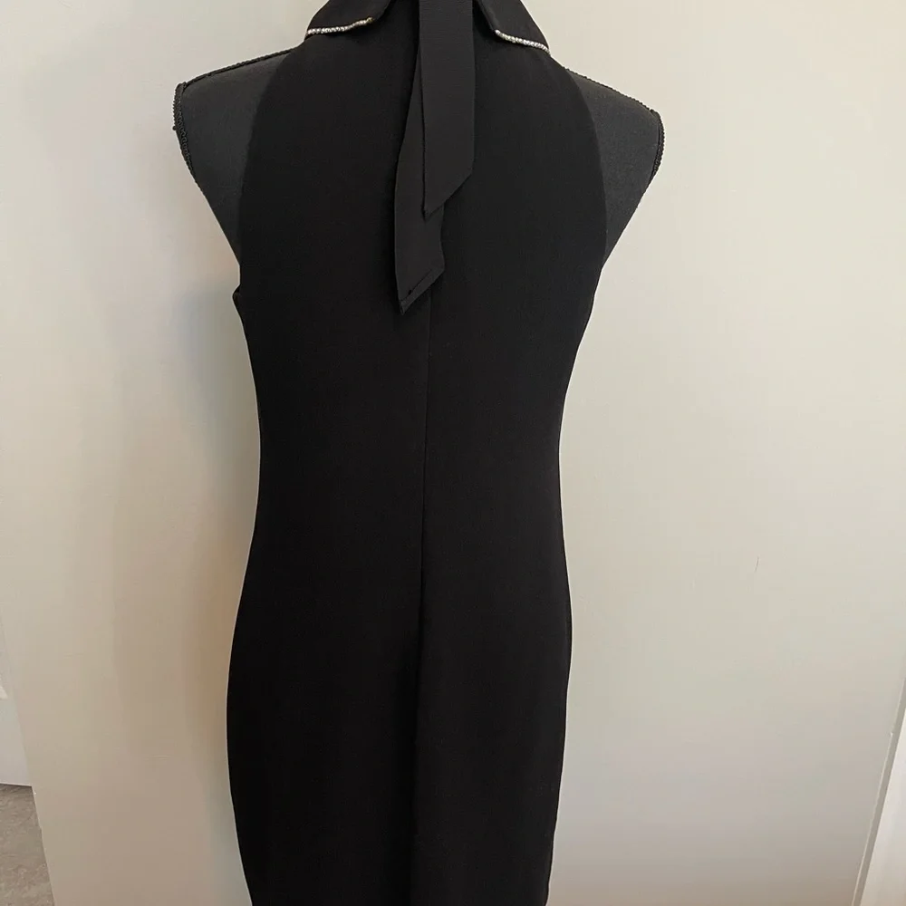Trina Turk Festive Bow Tie Black Crepe Dress Sz 2 - Picture 2 of 6